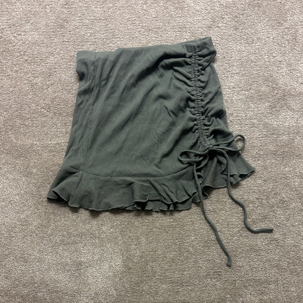 ILLA ILLA Olive Green Ruffled Mini Skirt